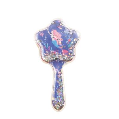 China 2020 New Design Waterproof Blue Gold Color Star Mermaid Blue Quicksand Hair Brush Plastic Pink Sequins for sale