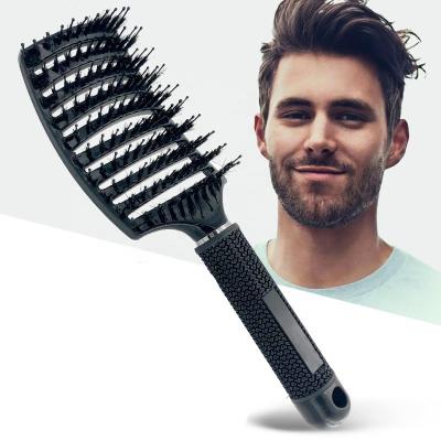 China Salon Factory Wholesale Plastic Bristle Vibrato Men Blowing Hair Styling Comb Boar Bristle Hair Brush for sale