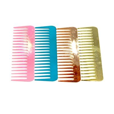 China Salon Custom Beautiful Electroplate Rose Gold Hair Comb Marble Color Hair Brush Wide Tooth Comb With Logo Plastic Combs for sale