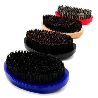 China Waterproof Factory Price Custom Logo Best 360 Curved Soft Boar Bristle Hair Brush Men Wave Beard Brush for sale