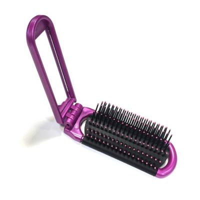 China Mini Travel Portable Plastic Hair Pocket Foldable Nylon Mirror Bristle Comb Folding Hair Brush Comb Product for sale