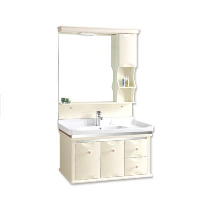 China French Modern Waterproof Acrylic Wash Basin PVC Bathroom Double Sink Bathroom Mirror Rotating Mirror Cabinet for sale