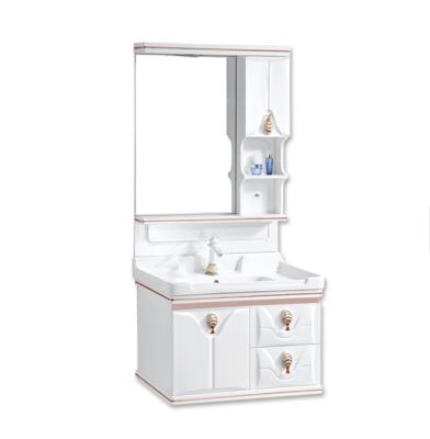 China Modern New Arrival Modern Bathroom Cabinet PVC Wood Wall Cabinet With Mirror for sale