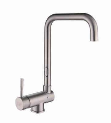 China SAIRI Modern High Quality Sanitary Ware Stainless Steel Hot And Cold Single Handle Deck Mounted Sink Water Mixer Tap Faucet Kitchen for sale