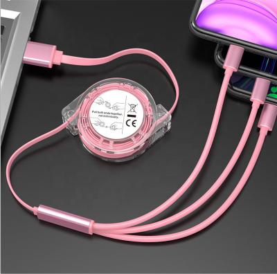 China Super Fast Charging + Micro USB Data Transfer New Design Fast Charging Cable Type C Charger Retractable 3 in 1 Multi USB Extension Cable Mobile Charging Cable for sale