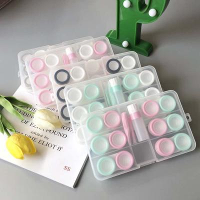 China High Quality Contact Lens Case Plastic Transparent Contact Lenses Storage Square Large Capacity Can Hold Six Contact Lens Cases for sale