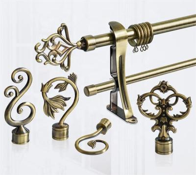 China 2022 Selling Iron Cavity Iron Curtain Quiet Warm Spherical Anti-brass Single Finial Double Curtain Rod Poles Set for sale