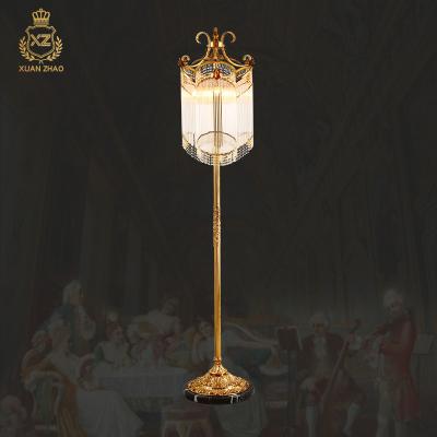 China EUROPEAN XingZhong Floor Lamps Rococo Hotel Lamps Crystal Floor Lighting Interior Brass Standing Lamp for sale