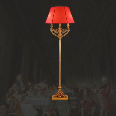 China French European Style Full Copper Floor Lamp Creative Villa Cloth Lighting Hall Study Bedroom Bedside Lamp for sale