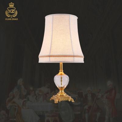 China European Luxury Copper Crystal Bedroom Bedside Lamp Warm Simple Creative Hotel Style Decorative Bedside Table Lamp for sale