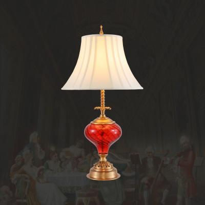 China Buy XingZhong Luxury Antique Brass Table Side Bed Table Lamp Online Classic European Style Brass Glass Lamps for sale