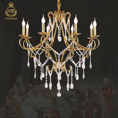 China XingZhong European Style Modern Luxury Home Decor Brass Led Indoor Light Kitchen Crystal Pendant Living Room Bedroom Chandelier for sale