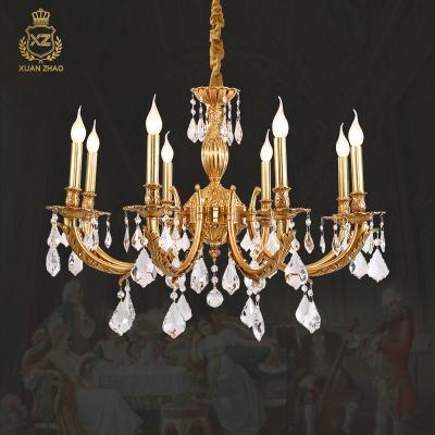 China XingZhong European Style Brass Chandelier High Level In Quality Lamps With Crystals Hanging Brass Pendant Light for sale