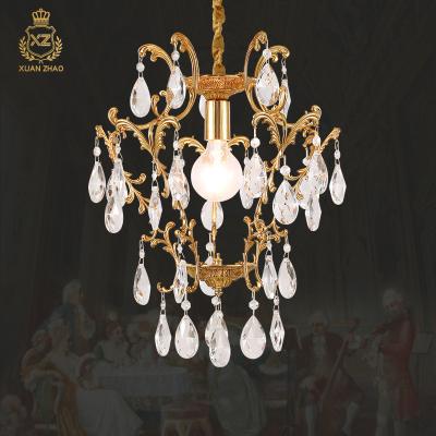 China European Bronze Chandelier Crystal Luster De Cristal Hanging Lamp Copper Color Crystal Chandelier Lighting Fixture Classic For Foyer for sale