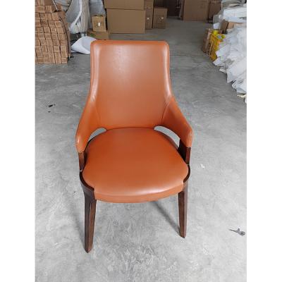 China Modern Simple Style Light Luxury Leather Soft Bag Chair Apartment Solid Wood Support Chair for sale