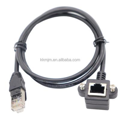 China Factory Wholesale Price 90 Degree Angle RJ45 Male COMPUTER To Female Extension 8P8C Network Rj45 Panel Mount LAN Cable for sale