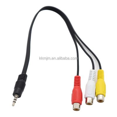 China DVD Player 3.5mm Male To 1/3 Female Audio Cable Converter Adapter Bus Set Top Box AV Line 3RCA for sale