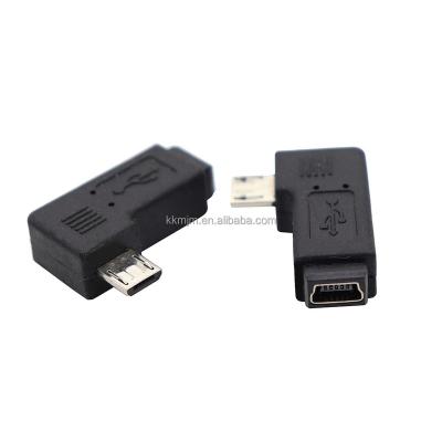 China Wholesale Factory Cheap Price Mobile Phone 90 Degree Left Male Miicro USB2.0 To Mini Female Adapter for sale