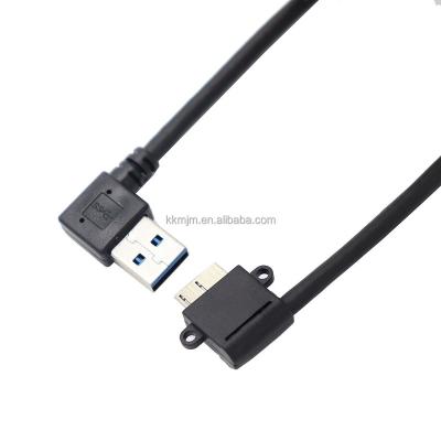 China Elbow 0.25M Micro B Cable USB A COMPUTER Straight 90 Degree L Male USB 3.0 To Micro USB B Male Cable With Ears Can Be Fixed for sale