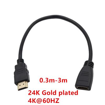 China High Speed ​​Camera OEM Gold Plated HD-MI Extension Cable Male to Female Laptop PS3 HD-MI Adapter Cable Support LCD 1080P 4K HD-TV for sale