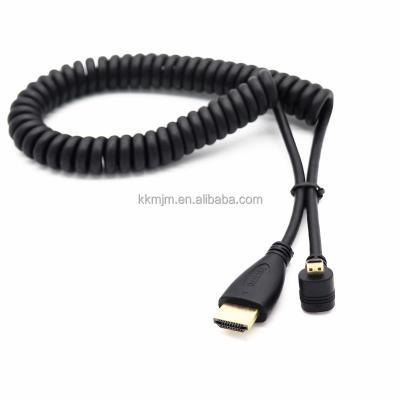 China Camera 90 Degree Down High Angle King Plated HD-MI Adapter Male To HD-MI Male Microphone To HD-MI Spring Cable for sale