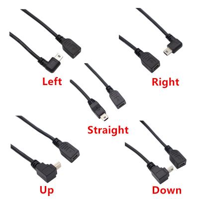 China Black High Quality Mini B 2.0 Extension Cable 0.25m 90 Male Camera To Type B USB 2.0 Female Cable for sale