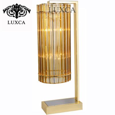 China Luxca Modern Glass Rod Gold Table Lamp for Hotel Living Room Bedroom for sale