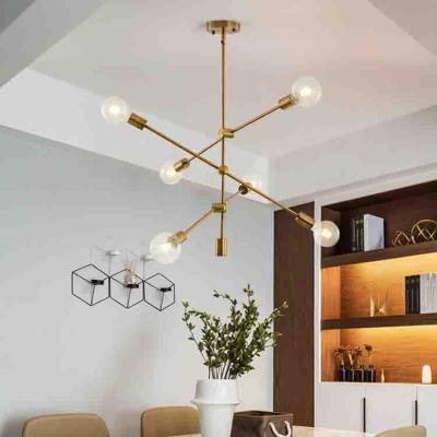 China Modern Nordic American Minimalist Living Room LED Bedroom Dining Room Chandelier Lamp INS Magic Bean Iron Art Molecular Light for sale