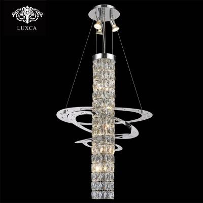 China Simplicity Hotel Modern Steel Restaurant Home Crystal Chandelier Luxca Modern Stainless Pendant Light for sale