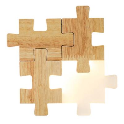 China Nordic Modern Bedside Aisle Led Wall Lamp Combination Puzzle Personality Solid Wood Special Shaped Bedroom Room Lamps for sale