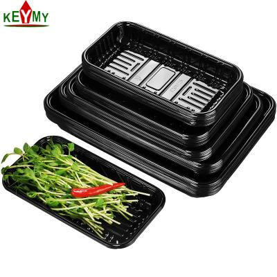 China Disposable Black Plastic Meat Fruit Packaging Vegetable Tray Eco - Friendly for sale