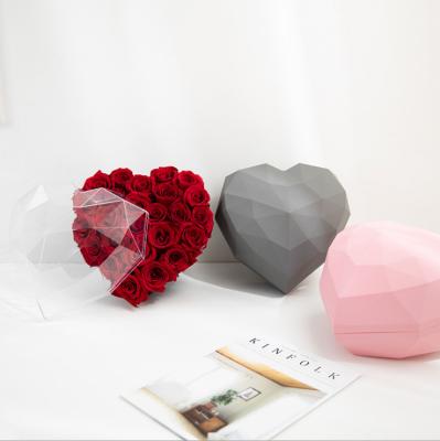 China Eternal Rose Flower Gift Heart Shape Tray Blister Packa Diamond Insert Box For Propsoal Wedding Saint Valentine's Day for sale