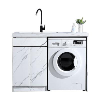 China Modern simple stainless steel basin washing machine cabinet is suitable for balcony and bathroom cabinets en venta