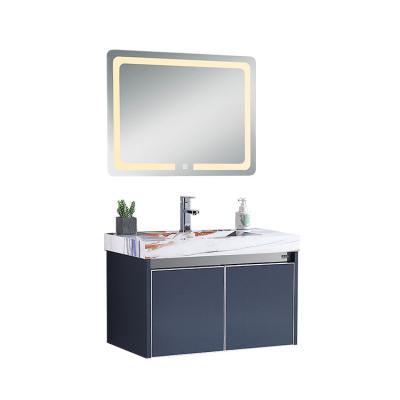 China Modern Italian Blue Bathroom Vanity Small Stainless Steel Vanity Hotel Bathroom Cabinet for sale