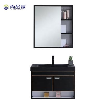 China Modern simple stainless steel basin bathroom hd mirror cabinet combination with bathroom vanities for sale