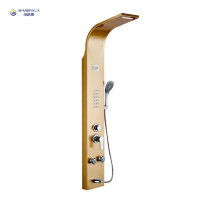 China Without Sliding Bar 304 Stainless Steel Bathroom Shower Panel Intelligent Temperature Display Wall Mounted Shower System for sale