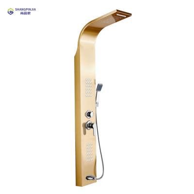 China Without Sliding Bar 304 Stainless Steel Bathroom Shower Panel Surface Mounted Massage Shower System for sale