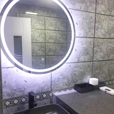 China Modern Glass Mirror Hotel Room Bath Lighted Smart Touch Screen Bathroom Mirror for sale