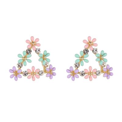 China 925 Sterling Silver Flower Shape In Color Enamel Fashion Statement Casual/Sporty High Quality Minimalist Stud Earrings for sale