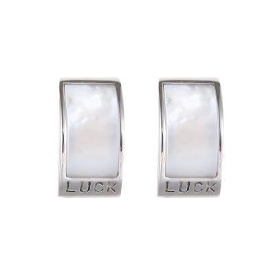 China Popular Design Brands Fashion Statement Earrings 925 Sterling Silver Luck White Shell Casual/Sporty Creative Stud Earring for sale