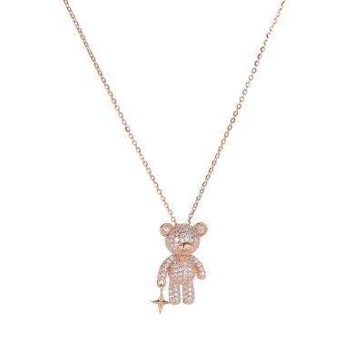 China Various Good Quality Europe And America 925 Sterling Silver 3d Bear Cute Hip Hop Pendent Necklace for sale