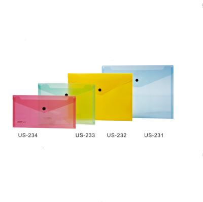 China PP US-231 Plastic Envelope Button File Folder Bag Clear Office Document Folder Bag for sale