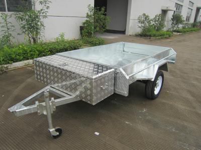 China Welded Truck Trailer 7x4 Full Box Trailer With Aluminum Storage Tool Box for sale