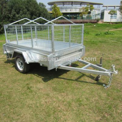 China Welded Single Truck Trailer 7x4 Full Box Trailer With Cage for sale