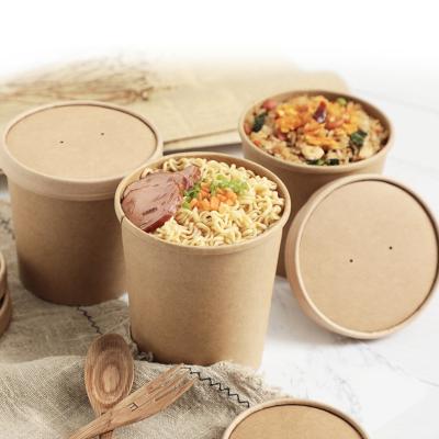 China Disposable Biodegradable Paper Cup Material PE/PLA Coated Paper Cups Customized 8oz/16oz/26oz Soup Ice Hot Paper Cup With Lid for sale