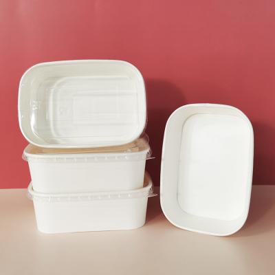 China Self-product 750ml/1000ml Rectangle Paper Bowl Disposable Paper Container For Food Take Out Lunch Box Disposable Paper Salad Bowl for sale