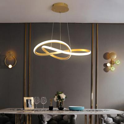 China Nordic Modern Led Circle Ring Hanging Lamp Hotel Living Room Gold Staircase Morden Chandelier for sale