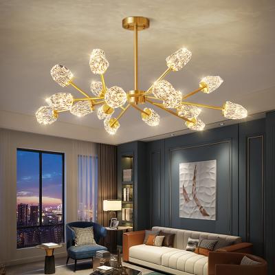 China Modern Copper Light Crystal Glass Chandelier Indoor Lighting Modern Post Pedant for Living Room Pedant Lamp for sale