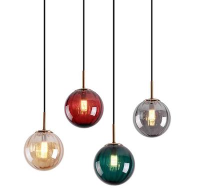 China Modern Nordic Creative Glass Head Bar Bedroom Lamp Simple Ball Chandelier Ball Chandelier Living Room Dining Chandelier for sale