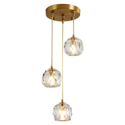 China Minimal Modern Luxury Crystal Led Chandelier Couter Light 3 Heads Pendant Lighting for sale